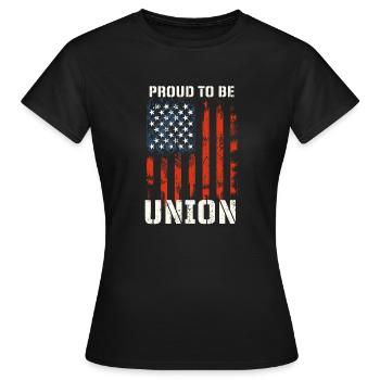Stolz darauf, Gewerkschaftsarbeiter am Tag der Arbeit zu sein - Frauen T-Shirt - Schwarz - Vorne - AI Model Female 172 dark (172cm)