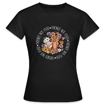 Friends not Food Kuh Schwein Vegan - Frauen T-Shirt - Schwarz - Vorne - AI Model Female 172 dark (172cm)