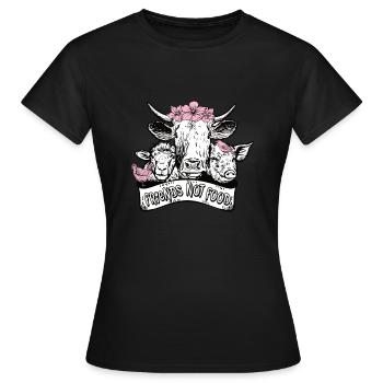 Friends not Food Statement Tierliebhaber - Frauen T-Shirt - Schwarz - Vorne - AI Model Female 172 dark (172cm)