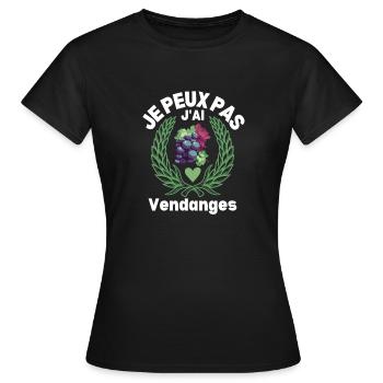 Je Peux Pas J'ai Vendanges Vigneron Vendangeur - T-shirt Femme - noir - Devant - AI Model Female 172 dark (172cm)