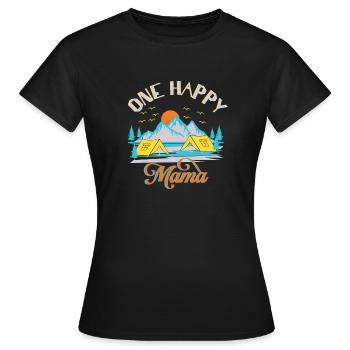 Camping Berge Zelt Happy Geschenk T - Shirt - Frauen T-Shirt - Schwarz - Vorne - AI Model Female 172 dark (172cm)