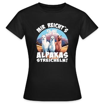 Mir reichts ich geh Alpakas streicheln - Frauen T-Shirt - Schwarz - Vorne - AI Model Female 172 dark (172cm)