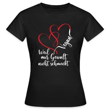 Gewalt nicht schmeckt Vegan Herzen - Frauen T-Shirt - Schwarz - Vorne - AI Model Female 172 dark (172cm)