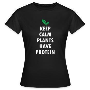 Keep calm plants have protein - Frauen T-Shirt - Schwarz - Vorne - AI Model Female 172 dark (172cm)