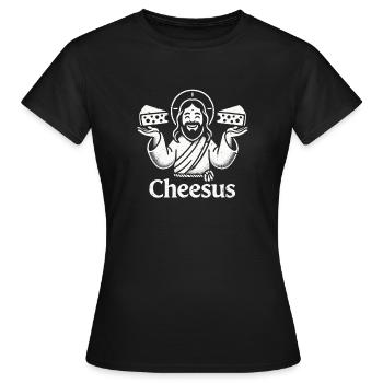Cheesus Jesus Christian Lustig Käse Liebhaber Glaube - Frauen T-Shirt - Schwarz - Vorne - AI Model Female 172 dark (172cm)