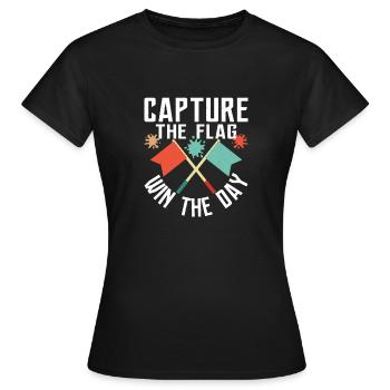 Capturez le drapeau, gagnez la journée Paintball Tactical P - T-shirt Femme - noir - Devant - AI Model Female 172 dark (172cm)