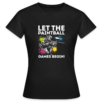 Que les jeux de paintball commencent ! Joueur tactique Pai - T-shirt Femme - noir - Devant - AI Model Female 172 dark (172cm)