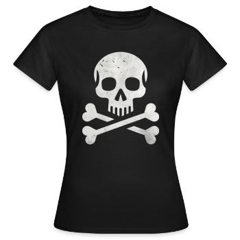 Totenkopf mit gekreuzten Knochen Skelett Pirat - Frauen T-Shirt - Schwarz - Vorne - AI Model Female 172 dark (172cm)