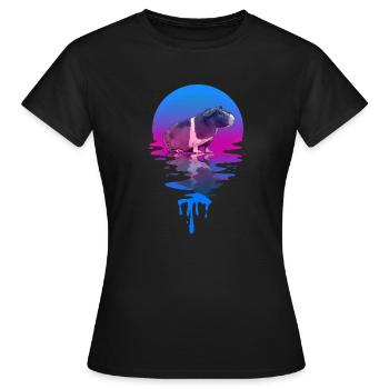 Coucher de soleil Maigre Cochon - T-shirt Femme - noir - Devant - AI Model Female 172 dark (172cm)