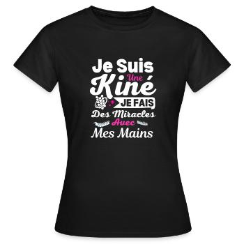 Je Suis Kinésithérapeute je fais des miracles - T-shirt Femme - noir - Devant - AI Model Female 172 dark (172cm)