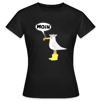 moin moin seagull rubber boots boots - Women's T-Shirt - black - Front - AI Model Female 172 dark (172cm)
