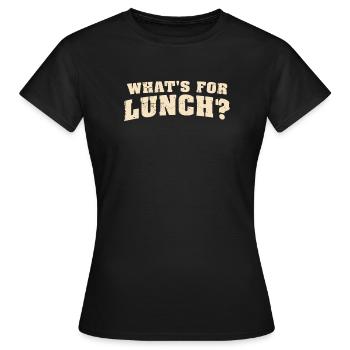 Was gibt es zum Mittagessen? - Frauen T-Shirt - Schwarz - Vorne - AI Model Female 172 dark (172cm)