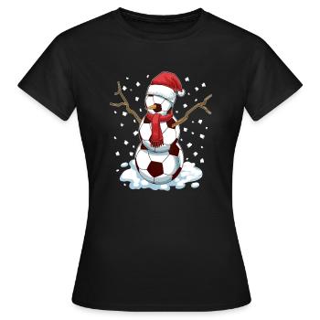 Funny Christmas Soccer Balls Santa Snowman - Frauen T-Shirt - Schwarz - Vorne - AI Model Female 172 dark (172cm)