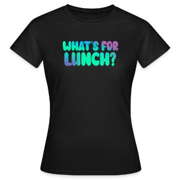 Was gibt es zum Mittagessen? - Frauen T-Shirt - Schwarz - Vorne - AI Model Female 172 dark (172cm)
