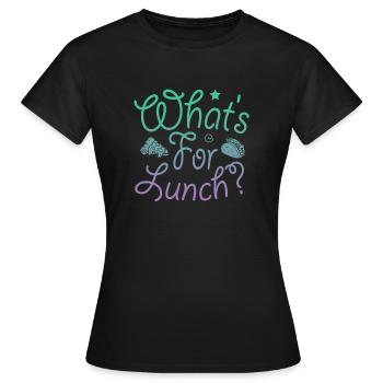 Was gibt es zum Mittagessen? - Frauen T-Shirt - Schwarz - Vorne - AI Model Female 172 dark (172cm)