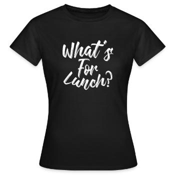 Was gibt es zum Mittagessen? - Frauen T-Shirt - Schwarz - Vorne - AI Model Female 172 dark (172cm)