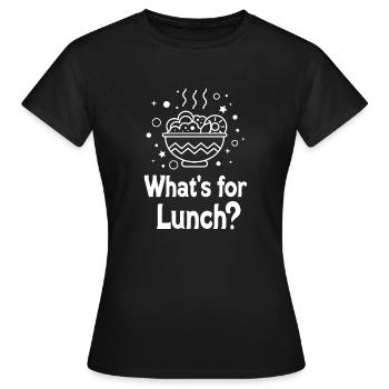 Was gibt es zum Mittagessen? - Frauen T-Shirt - Schwarz - Vorne - AI Model Female 172 dark (172cm)