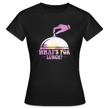 Was gibt es zum Mittagessen? - Frauen T-Shirt - Schwarz - Vorne - AI Model Female 172 dark (172cm)