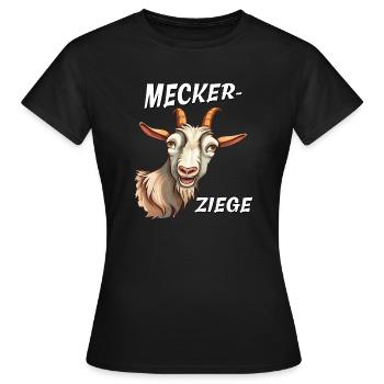 MECKER-ZIEGE - Frauen T-Shirt - Schwarz - Vorne - AI Model Female 172 dark (172cm)