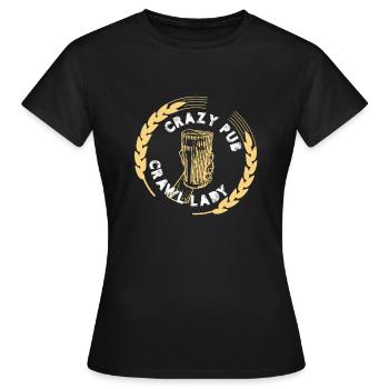 Tournée des bars Crazy Pub Crawl Lady Drinking Tour - T-shirt Femme - noir - Devant - AI Model Female 172 dark (172cm)