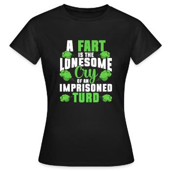 fart farting farting farting - Women's T-Shirt - black - Front - AI Model Female 172 dark (172cm)