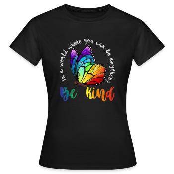 Dans un monde où l’on peut être n’importe quoi, être gentil LGBT - T-shirt Femme - noir - Devant - AI Model Female 172 dark (172cm)