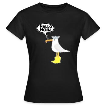 Bonjour. Bonjour salutation Hambourg en disant au port - T-shirt Femme - noir - Devant - AI Model Female 172 dark (172cm)