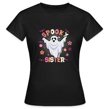 Funny Halloween Sister Spooky Sister - Women's T-Shirt - black - Front - AI Model Female 172 dark (172cm)