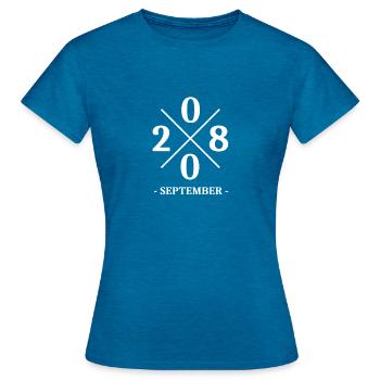 Minimal Birthday September 2008 - Simple - Women's T-Shirt - antique blue sapphire heather - Front - AI Model Female 172 dark (172cm)