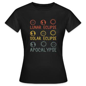 Solar Lunar Eclipse Apocalypse Celestial Event - Frauen T-Shirt - Schwarz - Vorne - AI Model Female 172 dark (172cm)