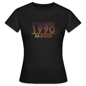 Retro Birthday March 1990 - Sunset line - Women's T-Shirt - black - Front - AI Model Female 172 dark (172cm)