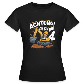 4. Geburtstag Junge 4 Jahre Bagger Baustelle - Frauen T-Shirt - Schwarz - Vorne - AI Model Female 172 dark (172cm)