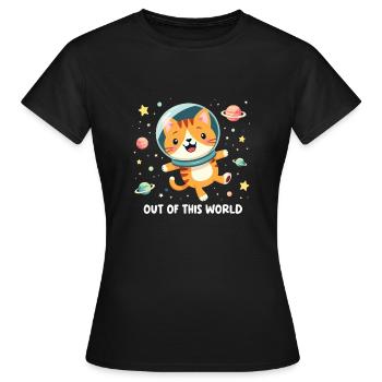 CHAT DE L’ESPACE GALAXY - T-shirt Femme - noir - Devant - AI Model Female 172 dark (172cm)