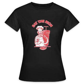 "Eat The Rich" Döner X Karl Marx Kommunismus Links - Frauen T-Shirt - Schwarz - Vorne - AI Model Female 172 dark (172cm)