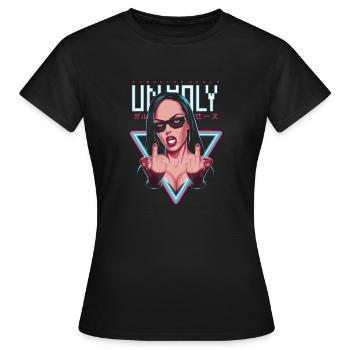 Provocative and expressive – rebellious fashion - Women's T-Shirt - black - Front - AI Model Female 172 dark (172cm)