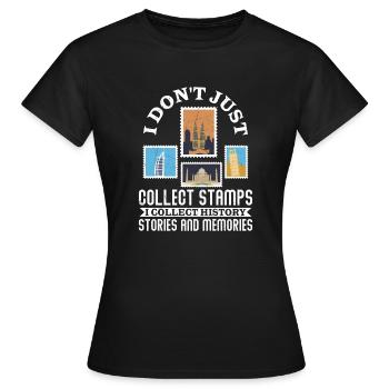 History in My Album: The Stamp Collector’s Tale - Frauen T-Shirt - Schwarz - Vorne - AI Model Female 172 dark (172cm)