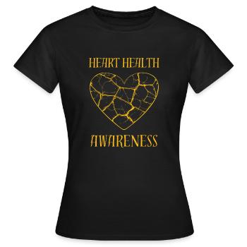 Bewusstsein für Herzgesundheit Goldenes Herz zerbrochen - Frauen T-Shirt - Schwarz - Vorne - AI Model Female 172 dark (172cm)