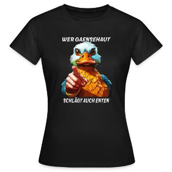 QUI BAT LA CHAIR DE POULE AUSSI LES CANARDS - T-shirt Femme - noir - Devant - AI Model Female 172 dark (172cm)