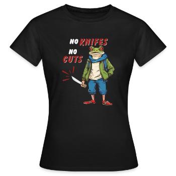 NO KNIVES NO CUTS - Women's T-Shirt - black - Front - AI Model Female 172 dark (172cm)