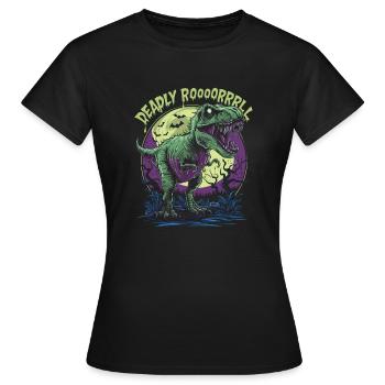 Zombie T-REX – Deadly Roar für Dinoliebhaber - Frauen T-Shirt - Schwarz - Vorne - AI Model Female 172 dark (172cm)