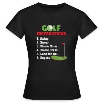 Golf Instructions - Funny Golf Lover Golfer - T-shirt Femme - noir - Devant - AI Model Female 172 dark (172cm)