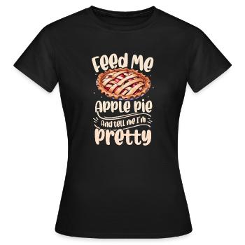 Nourris-moi Tarte aux pommes thanksgiving amateur de tarte aux pommes - T-shirt Femme - noir - Devant - AI Model Female 172 dark (172cm)