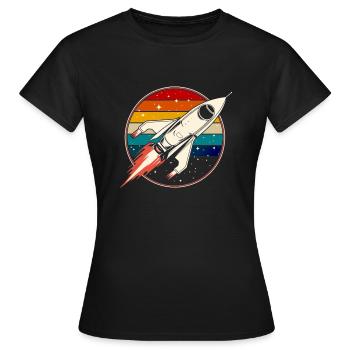 Retro Rocket Space Ship Vintage - Women's T-Shirt - black - Front - AI Model Female 172 dark (172cm)