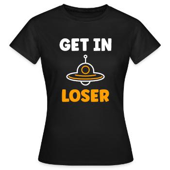 fliegende Untertasse - Frauen T-Shirt - Schwarz - Vorne - AI Model Female 172 dark (172cm)
