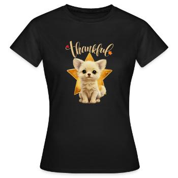 Dankbarer Welpe mit Sternenaugen Thankful - Frauen T-Shirt - Schwarz - Vorne - AI Model Female 172 dark (172cm)
