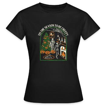 Es ist die Jahreszeit, um gruseliges gruseliges Halloween zu sein - Frauen T-Shirt - Schwarz - Vorne - AI Model Female 172 dark (172cm)