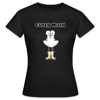 Möwe Guten Moin servus hello guten Morgen morschen - Frauen T-Shirt - Schwarz - Vorne - AI Model Female 172 dark (172cm)