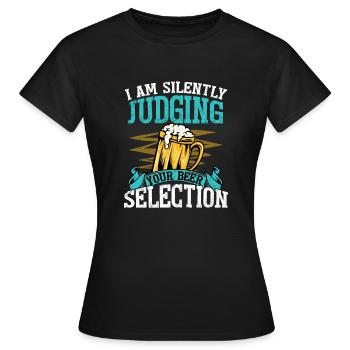 Je juge silencieusement votre sélection de bières Brew Cra - T-shirt Femme - noir - Devant - AI Model Female 172 dark (172cm)