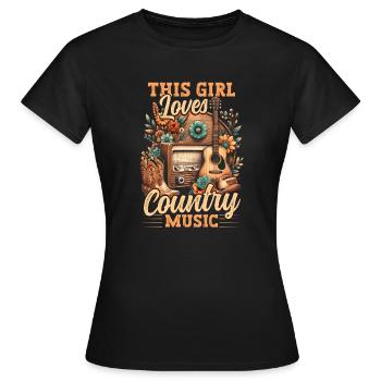 Amateur de musique country, cette fille aime la musique country - T-shirt Femme - noir - Devant - AI Model Female 172 dark (172cm)