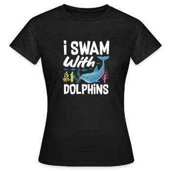 Ich Schwamm Mit Delfinen - Frauen T-Shirt - Schwarz - Vorne - AI Model Female 172 dark (172cm)